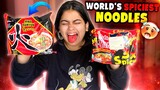 TRYING Spicy Korean FOOD WITH MY Indian FAMILY 🥵🔥 | BTS style 😁