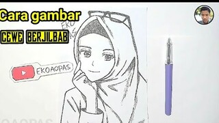 Cara gambar cewe berhijab, mudah