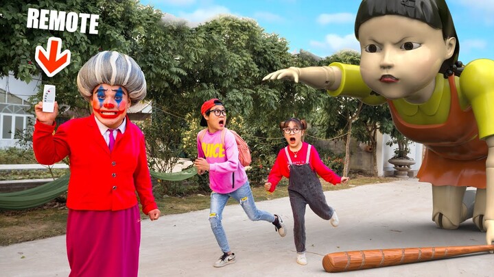Remote Doll : Miss T Joker Troll Nick & Tani - Scary Teacher 3D In Real Life VS Squid Games