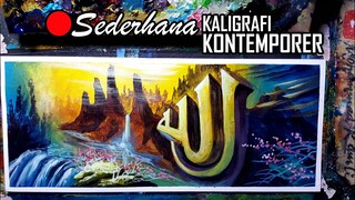 MELUKIS KALIGRAFI KONTEMPORER-KALIGRAFI ALLAH-ACRYLIC PAINTING