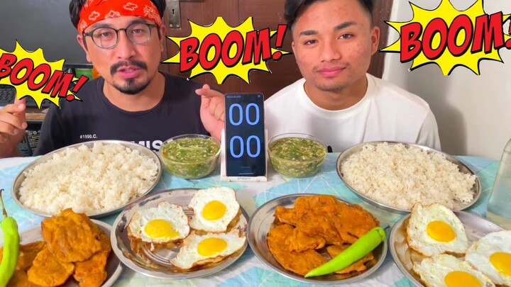 LADIES FINGER EROMBA, BORA, EGG HALF FRY EATING CHALLENGE || EATING SHOW || FOOD VLOG