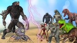 Giant Spider Wolf vs Dinosaurs Godzillas amazing video || Cartoon Gorilla and Godzilla  @MrLavangam