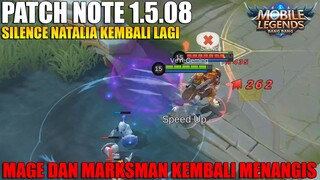 SILENCE NATALIA BALIK LAGI, KIMMY BUFF, TIGREAL REVAMP - PATCH NOTE 1.5.08 MOBILE LEGENDS