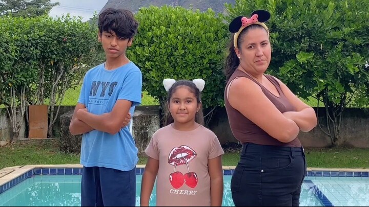 Cute family in a funny video