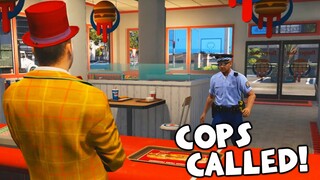 CLOWN FIRST DAY AT BURGER SHOT *COPS CALLED* - GTA RP