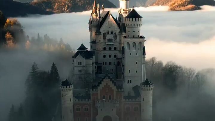 Germany’s most beautiful castle  Surrounded by a foggy dress  Neuschwanstein Cas