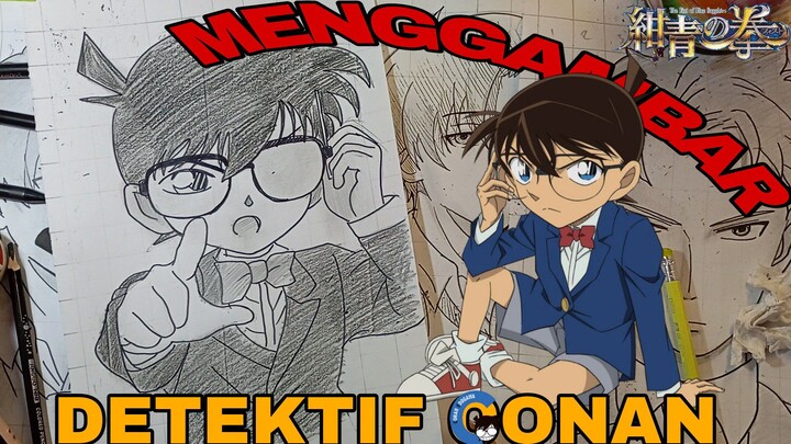 menggambar detektif cilik conan Edogawa dari anime DETEKTIF CONAN