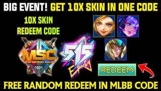 BIG EVENT! NEW 10X SKIN REDEEM CODE IN ONE CODE (DON'T MISS) IN MOBILE LEGENDS