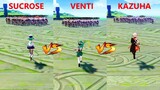 Kazuha vs Venti vs Sucrose! Who is the best? BURST COMPARISON!
