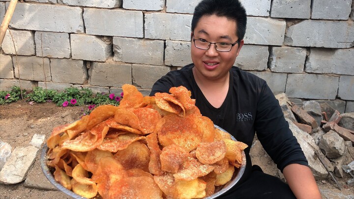 [Mukbang] Kentang 10 yuan bisa menghasilkan berapa banyak keripik?