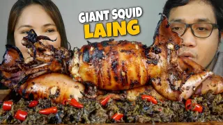 GIANT GRILLED SQUID + SPICY LAING MUKBANG | FILIPINO FOOD