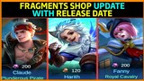 FRAGMENTS SHOP UPDATE WITH RELEASE DATE || MOBILE LEGENDS