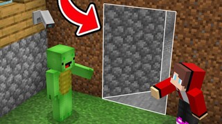 Maizen - What is inside secret Door in Minecraft ? thanks to JJ and Mikey Mazien Hypercow Cakeman