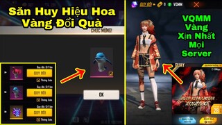 [Garena Free Fire]/Sự Kiện Săn Huy Hiệu Hoa Vàng Đổi Nón Siêu Chất,Review VQMM Vàng Cực Đẹp