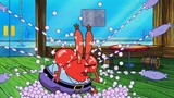 A swarm of clams invaded the Krusty Krab, and after spitting out a large number of pearls, Mr. Krab 