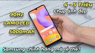 4-5 Triệu Samsung chính hãng Super AMOLED, 90Hz, 5000mAh, 25W, Cam đẹp chip ngon: Galaxy M22