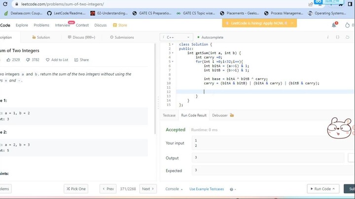 371. Sum of Two Integers