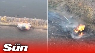 Russian T-72 tank blown up by Ukrainian anti-tank mine