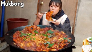 Mukbang | 시골집에서 만들어 먹은 닭갈비 먹방 😋 (Ft. 우동, 라면사리)