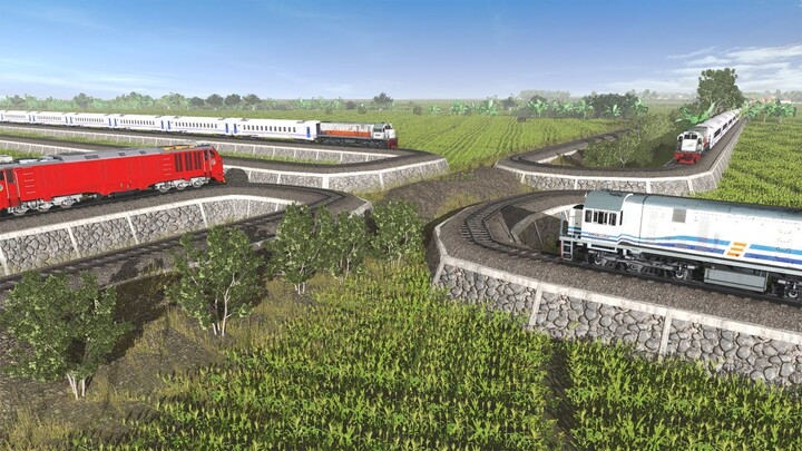 Pertemuan 8 Rel Kereta Api Bulat Menikung - Confluence of 8 Round Railroads Bend