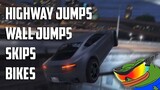 GTA CAR ESCAPES (HIGHWAY Jumps, WALL Jumps, SKIPS, Bikes)