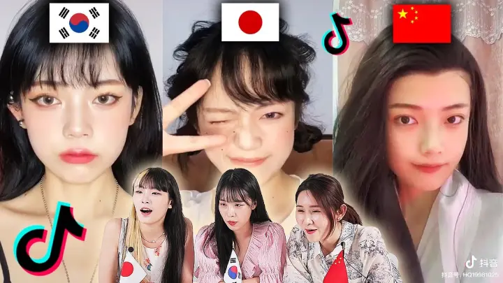 TikTok Korean vs Japanese vs Chinese Make Up Challenge! Reaction