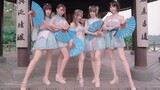 Beautiful fan dance of five girls