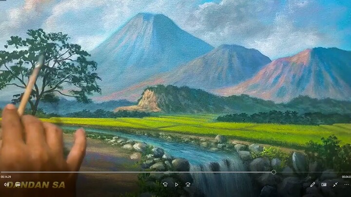 PAINTING MOUNTAIN LANDSCAPE / MELUKIS PEMANDANGAN GUNUNG DENGAN AKRILIK KARYA DANDAN SA