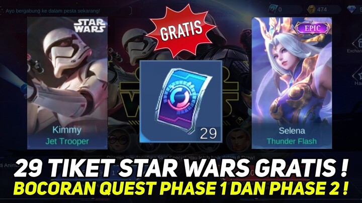 MISI TIKET STAR WARS GRATIS ADA 2 PHASE❗Cara Mendapatkan Tiket Star Wars Dan Skin Star Wars Gratis !