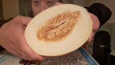 ASMR EATING HONEY DEW MELON & COLORING MANDELA ART
