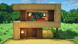 ⚒️ Minecraft : How To Build a Small Survival Wooden Modern House_마인크래프트 건축 : 작은 야생 나무 모던하우스 만들기