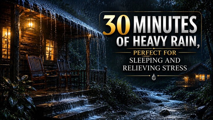 🌧️ 30 Minutes of Heavy Rain, Perfect for Sleeping and Relieving Stress