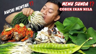 MAKAN KUCAI MENTAH + COBEK IKAN NILA KHAS SUNDA SAMBEL NYA ENAK BANGET LALAPAN PETE MENTAH IKAN ASIN