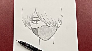 Easy anime drawing | how to draw anime boy wearing a mask easy step-by-step