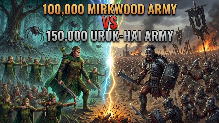 100,000 Mirkwood Army vs 150,000 Uruk-Hai Army
