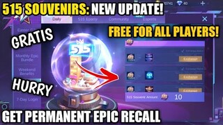 GET YOUR FREE PERMANENT EPIC RECALL NOW USING 515 SOUVENIRS - MOBILE LEGENDS BANG BANG