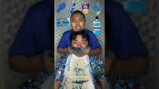 สุ่มกินอาหารสีน้ำเงิน 🔵 #shorts #กินเผ็ด #ตลก