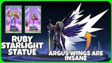 Ruby Sacred Starlight Statue | Argus Normal Skin Wings are INSANE | BRODY DJ skin | MLBB