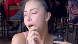 Beautiful Pattaya Lady Tries Meat Salad At Her Own Restaurant