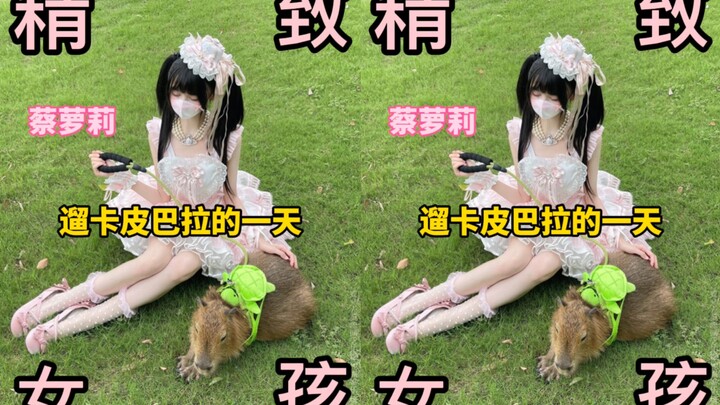 A Delicate Girl's Day Out Walking a Capybara