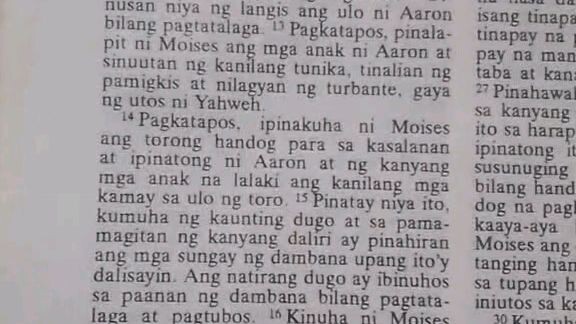 Pang Araw Araw na Talata.     Leviticus 8:14-17.