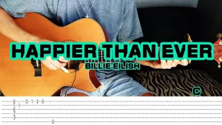 Billie Eilish - Happier than ever (Fingerstyle cover) Tabs + Chords + Lyrics