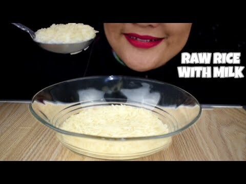 ASMR RAW RICE EATING || RAW BASMATI RICE WITH MILK || MAKAN BERAS MENTAH