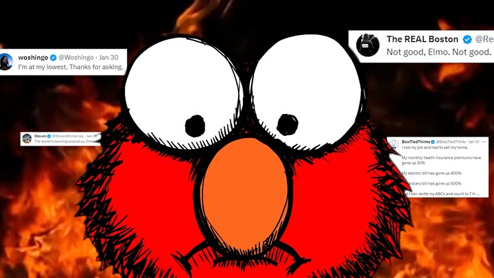 Elmo tweets and gets trauma dumped by the world