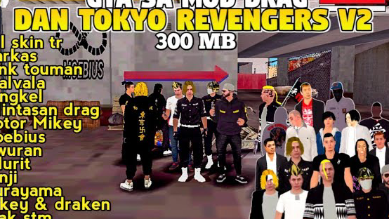 RILIS!!Gta Sa Mod Tokyo Revengers v2 & Drag Cuma 300 Mb Terbaru 2021