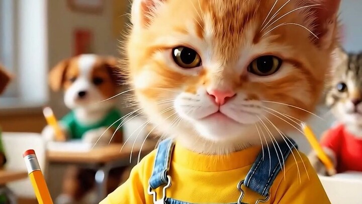 Mama Cat Trims Fur on the Farm and Makes Tiger Hat For Kittens At Home - 1080