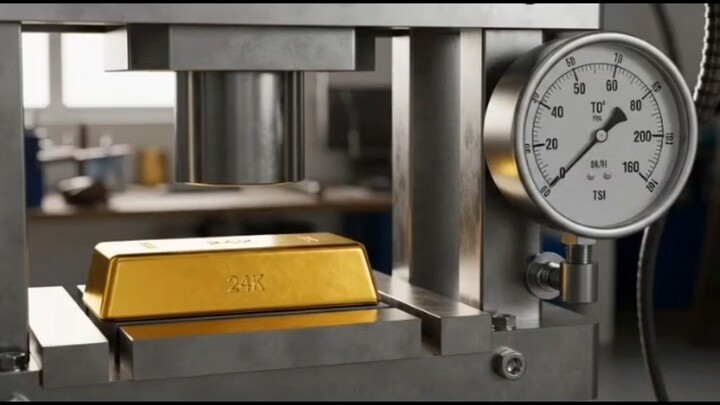 液压机 vs 24K金砖：谁会赢？