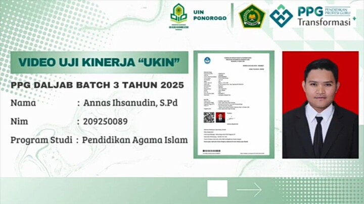 VIDEO UJI KINERJA (UKIN) PPG PAI DALJAB BATCH 3 TAHUN 2025 LPTK UNI PONOROGO