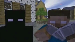 Minecraft -303, dia, dan Steve sedang bermain kartu bersama