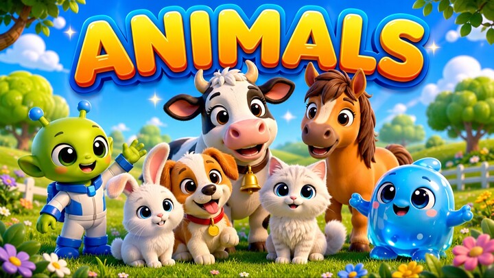 Nav & Bloop Meet the Animals! 🐱 | English for Kids
